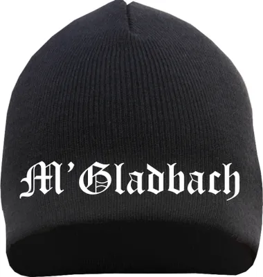 Produktbild von M.Gladbach Beanie Mütze - Altdeutsch - Bestickt - Strickmütze Wintermütze - Gladbach Mönchengladbach Einheitsgröße Schwarz