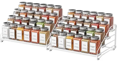 Productafbeelding van Kruidenrek, 4 etages, zonder boren, metaal, wit, set van 2