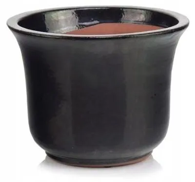 Obrázek produktu pro Keramický květináč Polnix, černý, ručně vyrobený, průměr 28 cm