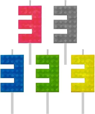 Immagine prodotto di Blocchi di candele di compleanno, numero 3, altezza 5,5 cm