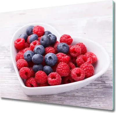 Produktbild von Glas Herdabdeckplatte 60x52 cm Spritzschutz Glasabdeckplatte Schneidebrett Himbeeren Blaubeeren