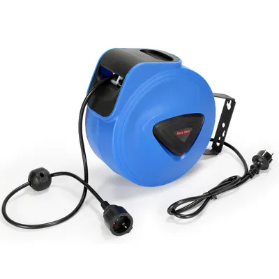 Produktbild von Clanmacy Automatische Kabeltrommel 20m + 1.5m Kabelaufroller IP44 180°Schwenkbar Einzelne Löcher für Wand- und Deckenmontage