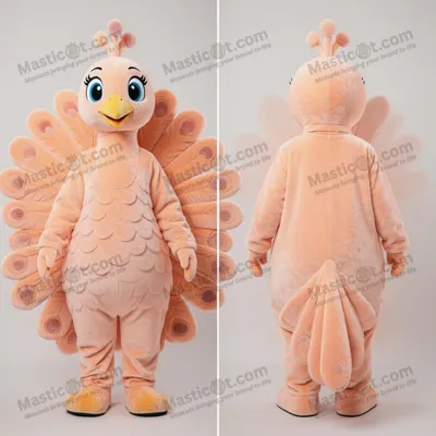 Produktbild von Pfirsichfarbenes, MASTICOT gefiedertes Pfau-Maskottchen