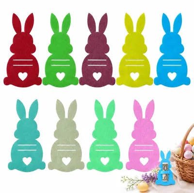 10 Filz-Osterhasen, Geldgeschenk-Verpackung, 12 Farben, 12x6 cm