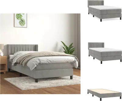 Produktbild von vidaXL Boxspringbett mit Matratze Hellgrau 100x200 cm Samt -  Betten & Bettgestelle