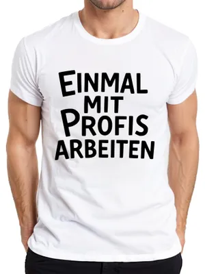 Productafbeelding van Een keer met professionals werken, sarcastisch kantoorkleding, cadeau voor mannen, T-shirt, wit, maat S