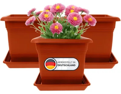 Productafbeelding van Set van 3 grote plantenbakken, 40 x 40 cm, terracotta