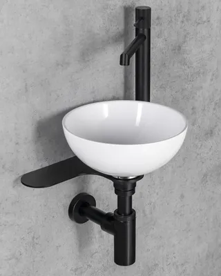 Produktbild von Sapho TETRIS Waschbecken mit Halterung für rechte Standarmatur, Schwarz matt