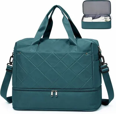 Productafbeelding van Damesreistas 40x30x20 cm - Pauwblauw - Waterdicht - Ideaal voor weekendjes weg - m-winkel