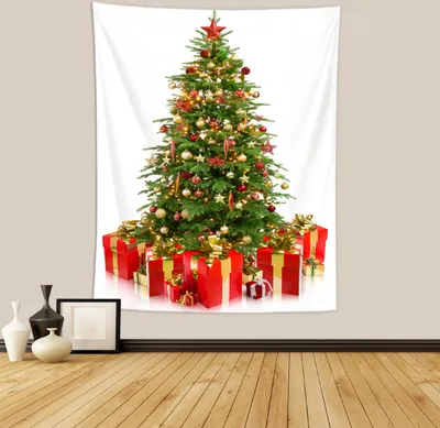 Image de Tapisserie Arbre de Noël, Tapisserie en polyester Cadeaux Pour Noël Décor, Anniversaire Et Décor De Salle Etc (150x130cm,Couleur 12)