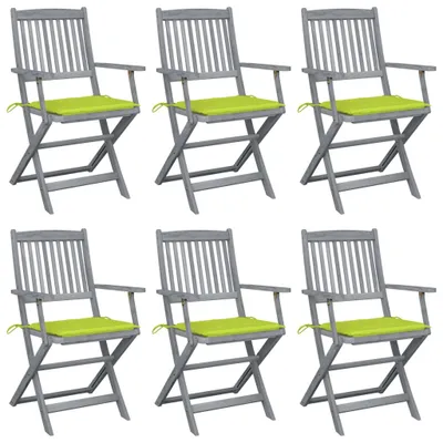 Produktbild von Klappbare Gartenstühle 6 Stk. mit Sitzkissen Massivholz Akazie