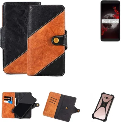 Produktbild von K-S-Trade Handyhülle Schutzhülle Bookstyle Case Wallet-Case kompatibel mit Sharp Aquos B10 Handy Cover Bumper Klapphülle schwarz hellbraun 1x