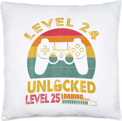 Produktbild von Level 24 Unlocked Level 25 Loading Kissen 24. Geburtstag Konsole Happy Birthday Controller Gamepad Spiel