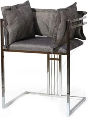 Produktbild von Grauer Edelstahlstuhl Moderner Polsterstuhl Esszimmer Stühle Bar Stuhl