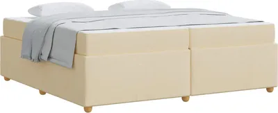 Image de vidaXL Cadre de lit avec matelas Crème 200 x 200 cm Tissu