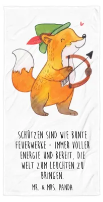 Produktbild von Mr. & Mrs. Panda Strandtuch Schütze Astrologie - Weiß - Geschenk, Reisehandtuch, Sternzeichen, Geburtstagsgeschenk, Tierkreiszeichen, Badehandtuch, Großes, Geschenkidee