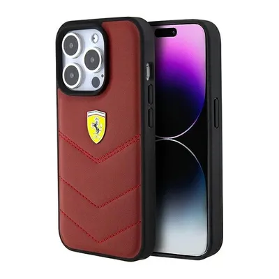 Produktbild von Ferrari gestepptes Metalllogo – iPhone 15 Pro Hülle (Rot)