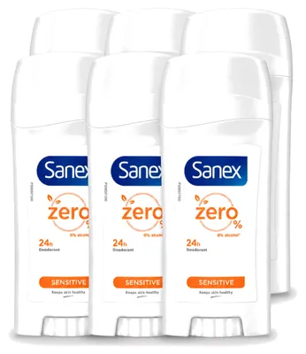 Productafbeelding van 6 x Sanex Dermo Sensitive Deodorant Stick voor de gevoelige huid, 65 ml - Voordeelverpakking - 6 stuks