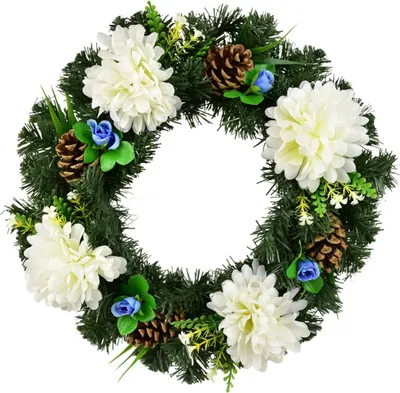 Produktbild von Herbstkranz mit weißen Chrysanthemen Ø35 cm