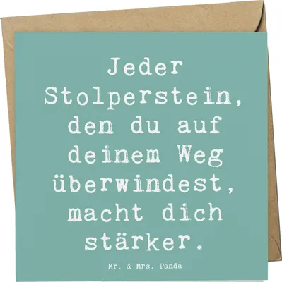 Produktbild von Mr. & Mrs. Panda Glückwunschkarte Spruch Stolpersteine im Alltag meistern - Meeresbrise - Geschenk, Grußkarte, doppelkarte, anlasskarte, Zuversicht, Lebensfreude, Trost