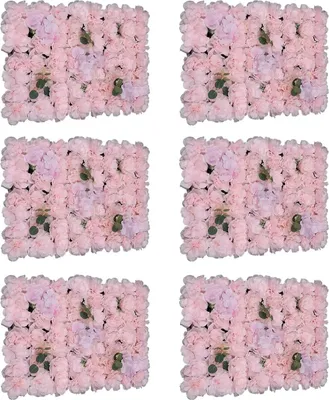 Image de Mur floral - Panneaux de fleurs artificielles - 40x60 cm - Fleurs en mousse - Tapis floral pour mariage et décor de fond photo - Paravent décoratif intérieur - Rose