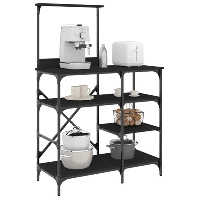 Obrázek produktu pro Pekařský regál černý 90x40x132 cm materiál na bázi dřeva a kovu