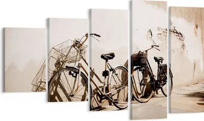 Produktbild von Bild auf Leinwand - Leinwandbild - Fahrrad Ziegel Stadt Italien - 100x60cm - Wand Bild - Wanddeko - Leinwanddruck - Bilder - Kunstdruck - Wanddekoration - Leinwand bilder - Wandkunst - EG100x60-2162