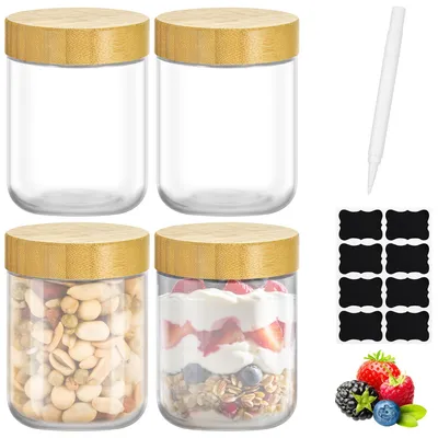 4er-Set Glashäferlgläser 480 ml luftdicht wiederverwendbar