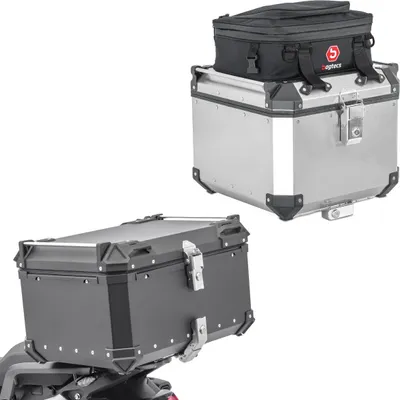 Zdjęcie produktu dla Walizka motocyklowa Alu Top Case # XB65 Aluminium Universal 65 litrów czarna + akcesoria