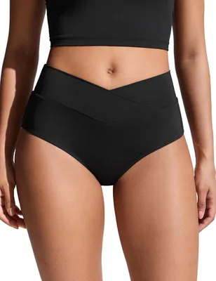 Productafbeelding van Dames bikinibroekje met V-hals en hoge taille, zwart, maat S