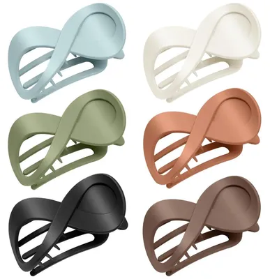 Productafbeelding van Haarklemmen voor dames, groot, set van 6. Franse haarspelden voor dik haar, antislip, elegant, in de kleuren: lichtblauw, mat wit, mat groen, mat oranje, mat bruin, mat zwart. Afmeting: 8,5 cm