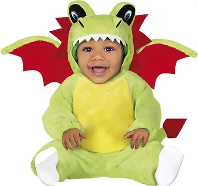 Productafbeelding van Dierenkostuum draak, kindermaten, middeleeuws, met vleugels en staart, capuchon, geschikt voor carnaval, avontuur, vastenavond, rollenspel, fantasiekleding, feest. Maat: 74/80, kleur: groen