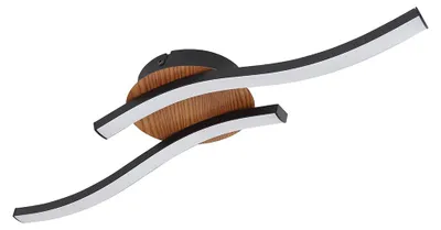 Produktbild von LED Deckenleuchte, 2 flammig, Holzoptik, schwarz, L 51cm