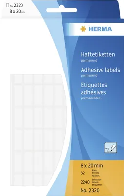 Obrázok produktu pre HERMA - papier - samolepiaci - biely - 8 x 20 mm 2240 štítkov (32 listov x 70)
