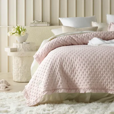 Zdjęcie produktu dla Narzuta 170 x 210 cm, pudrowy róż, na łóżko
