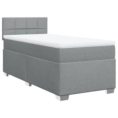 Produktbild von Boxspringbett mit Matratze Hellgrau 100x200 cm Stoff
