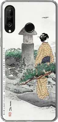 Produktbild von MuchoWow® Handyhülle Schutzhülle Hülle für Telefoonhoesje Huawei P30 Lite Vintage - Frauen - Japan - Kimono - Skandinavisch Silikon Softcase Handy Hülle - Handyhülle