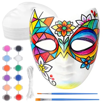 Obrázok produktu pre Omgoods – Súprava 20 bielych papierových masiek, ktoré si môžete sami vyrobiť, vhodné na karneval a cosplay