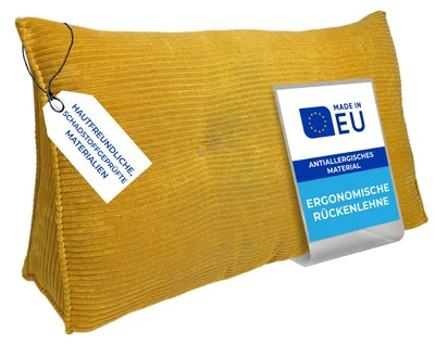 Produktbild von Pillows24 - Rückenkissen für Bett & Sofa mit abnehmbarem, waschbarem Bezug - 200cm breit | Großes Lesekissen - Keilkissen, Cord-Gelb