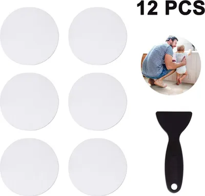 Produktbild von Anti Rutsch Aufkleber Badewanne 12 Stück, transparente PEVA Duschaufkleber mit 1 mm Struktur und Schaber, für Badewanne, Dusche und Treppe