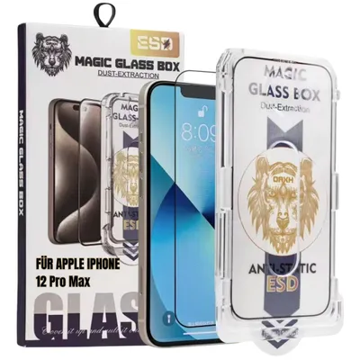 Produktbild von Panzerfolie Display Schutzglas Hartglas für Apple iPhone 12 Pro Max + Anbringhilfe + Reinigungstuch