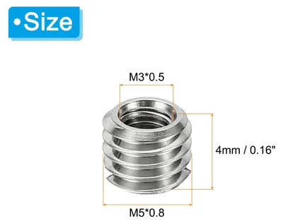 Produktbild von 10Stk Gewinde Adapter Hš¹lse Reduziere Mutter M5*0.8 Au?engewinde zu M3*0.5 Innengewinde Reparatur Einsatz Mutter Schraube Reduzierstš¹ck Umwandlung Edelstahl Verbindungselement 4mm