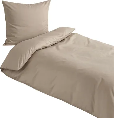 Produktbild von Traumschlaf Uni Mako-Satin Bettwäsche 200x220 cm + 2x 80x80 cm beige