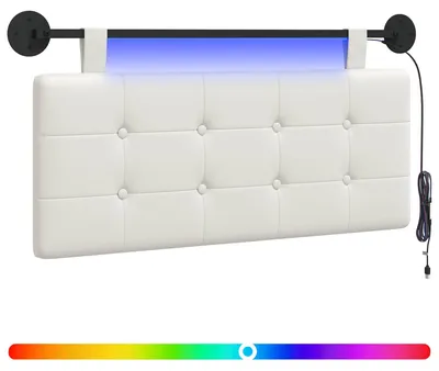 Immagine prodotto di vidaXL Testiera sospesa con luce a LED, bianca, in ecopelle