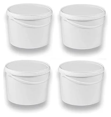 Produktbild von SILPLAST Eimer mit Deckel 5L x 4 Kunststoffeimer 5 Liter lebensmittelecht stapelbar Plastikeimer leer Weiß