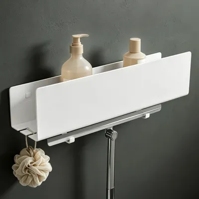 Produktbild von Mai & Mai Duschablage ohne Bohren mit 2 Schiebehaken, Duschablage zum Hängen Weiß 40cm Reglo-18