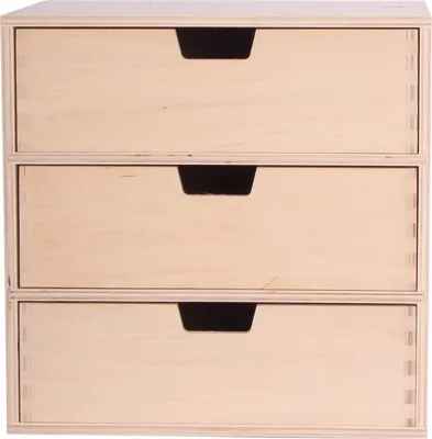 Produktbild von SEVICO Schubladen-Box aus Birken-Sperrholz | 3 Schubladen | 28,5 x 20 x 28,5 cm (+/- 1 cm) | Mini-Kommode für Kleinigkeiten | Perfektes Ordnungssystem für Lagerung, Decoupage & Dekoration A001-003
