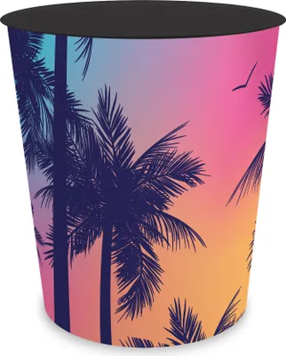 Produktbild von itenga Papierkorb - Motiv Retro Palmen - ca. 11 Liter