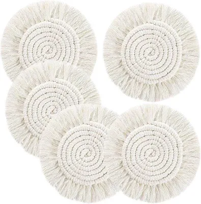 Produktbild von Runde Macramé Glasküchenunterlagen 6 Stück