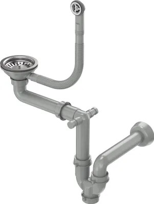 Produktbild von QUADRON Abfluss der Spüle Manuell mit 1-Kammer-Siphon, Siphon für Granit Küchenspüle mit Ablaufschlauch, Farbe: Stahl, aus SteelQ